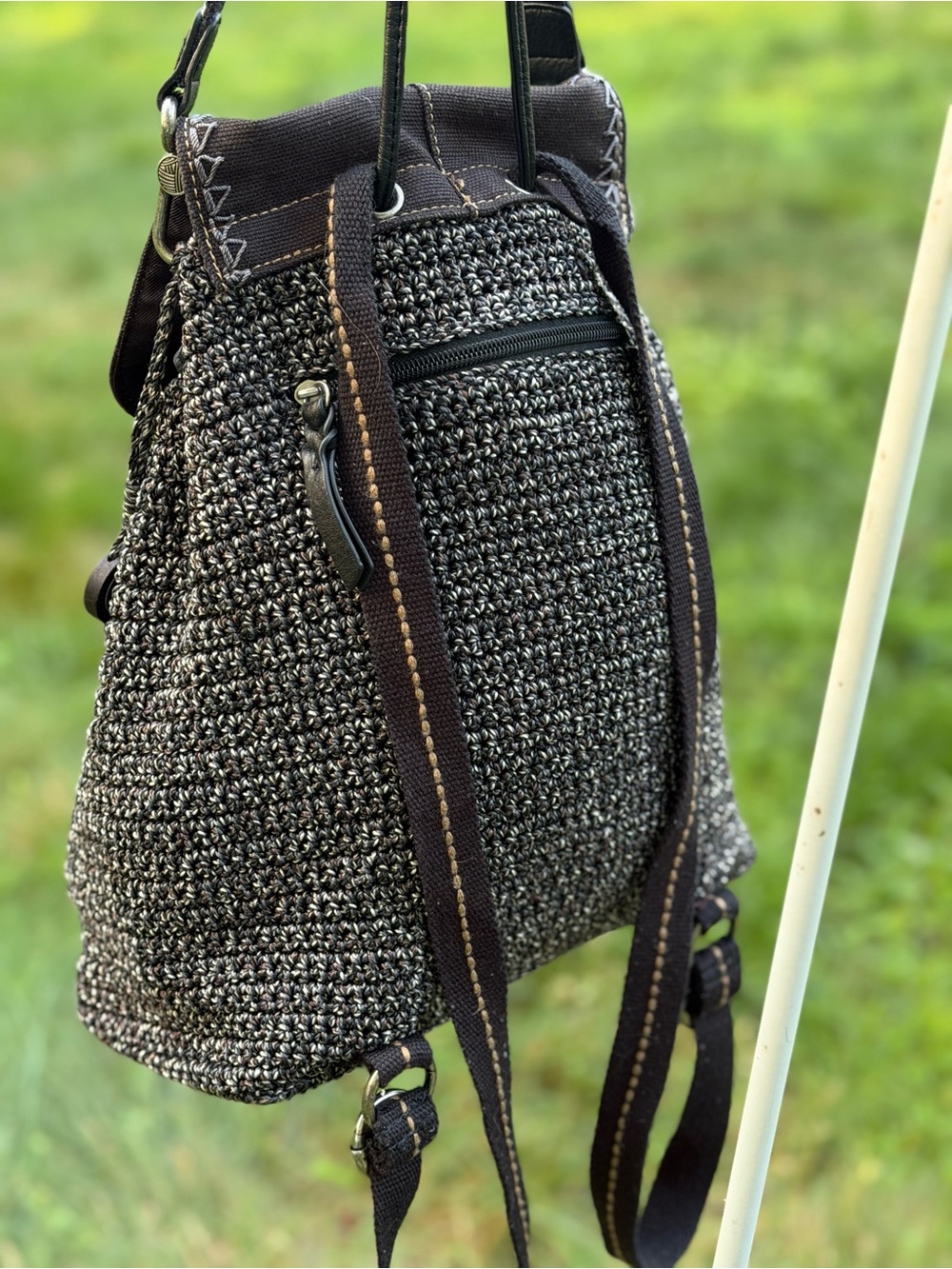 The Sak Crochet Convertible Backpack Boho Knit Shoulder Bag - Picture 2 of 16